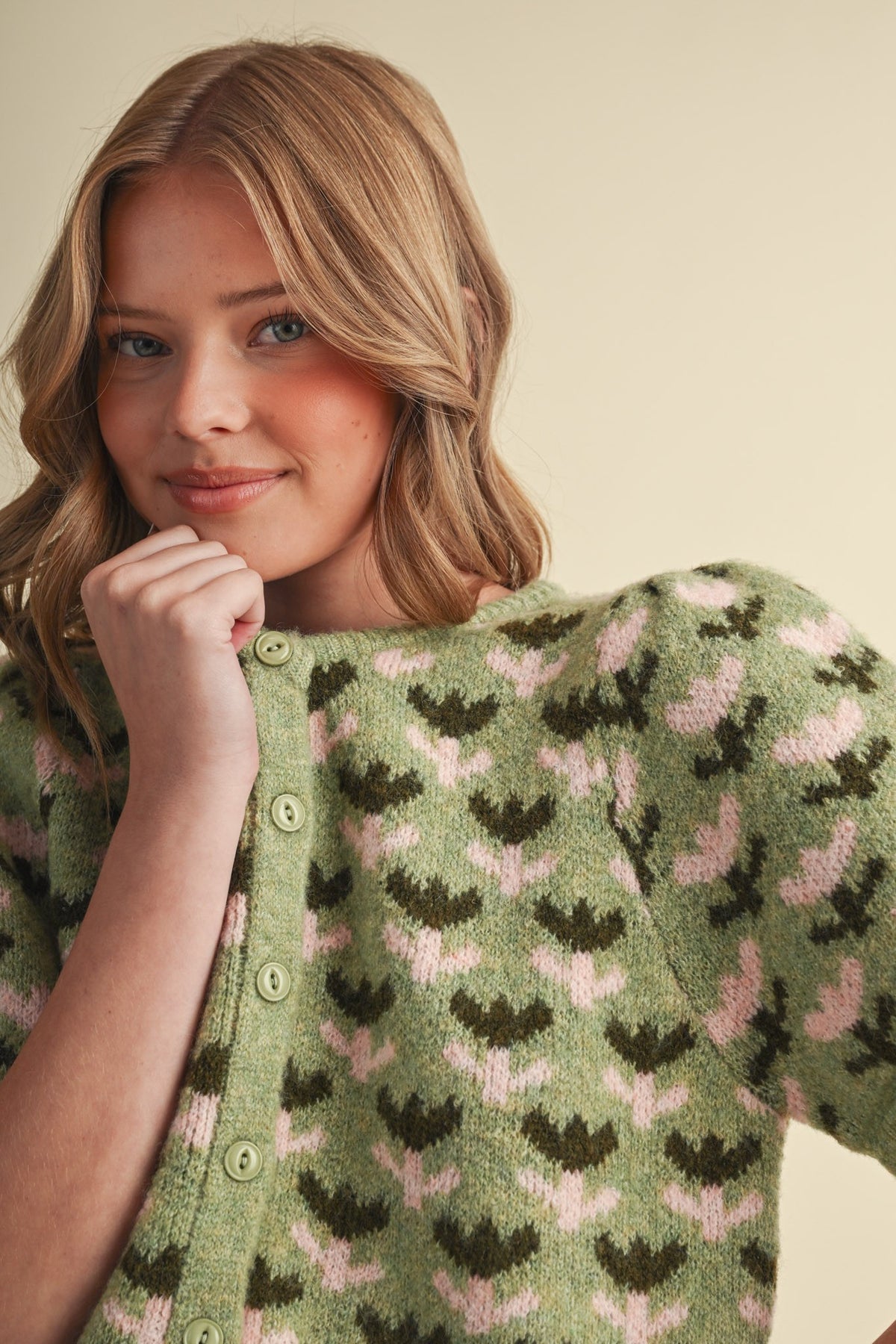 Green Floral Cardigan