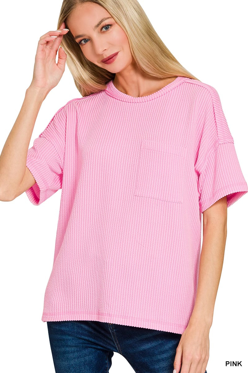 Pink Ribbed Top