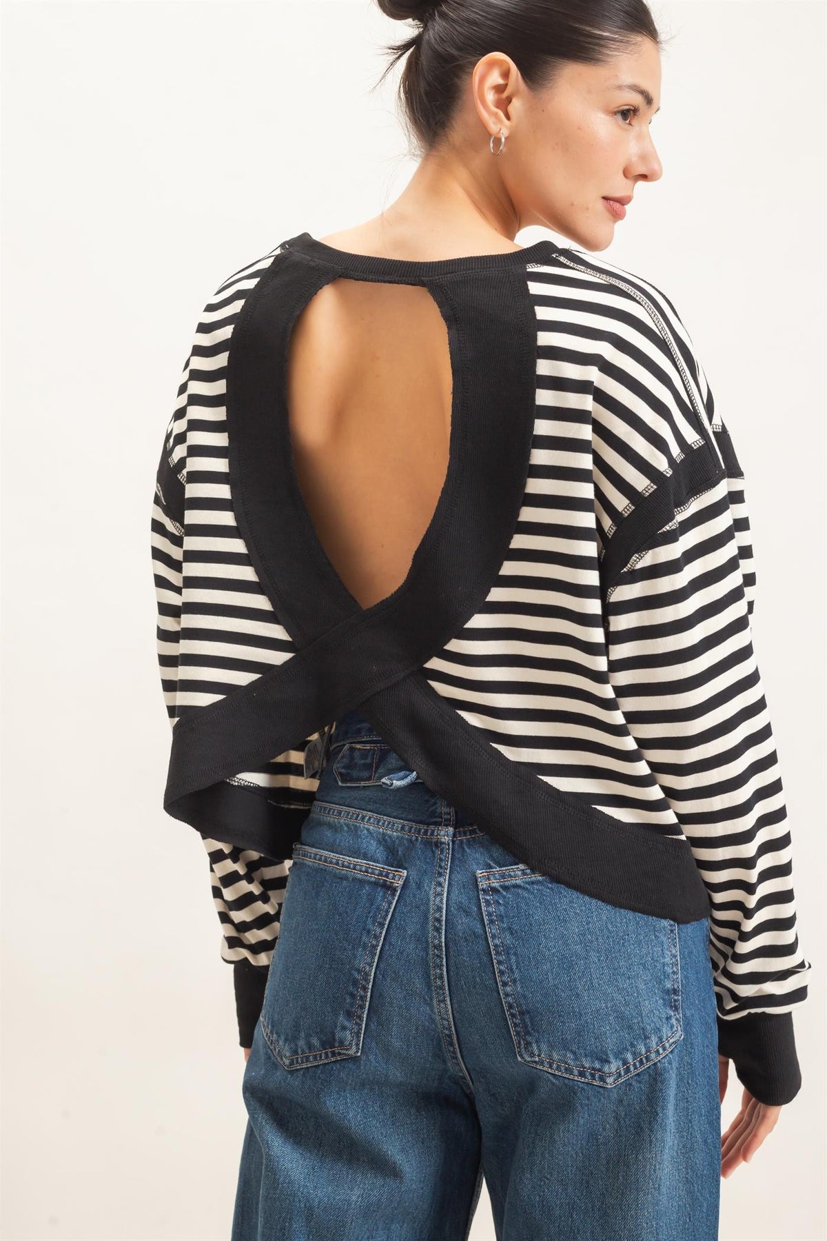 Open Back Stripe Shirt