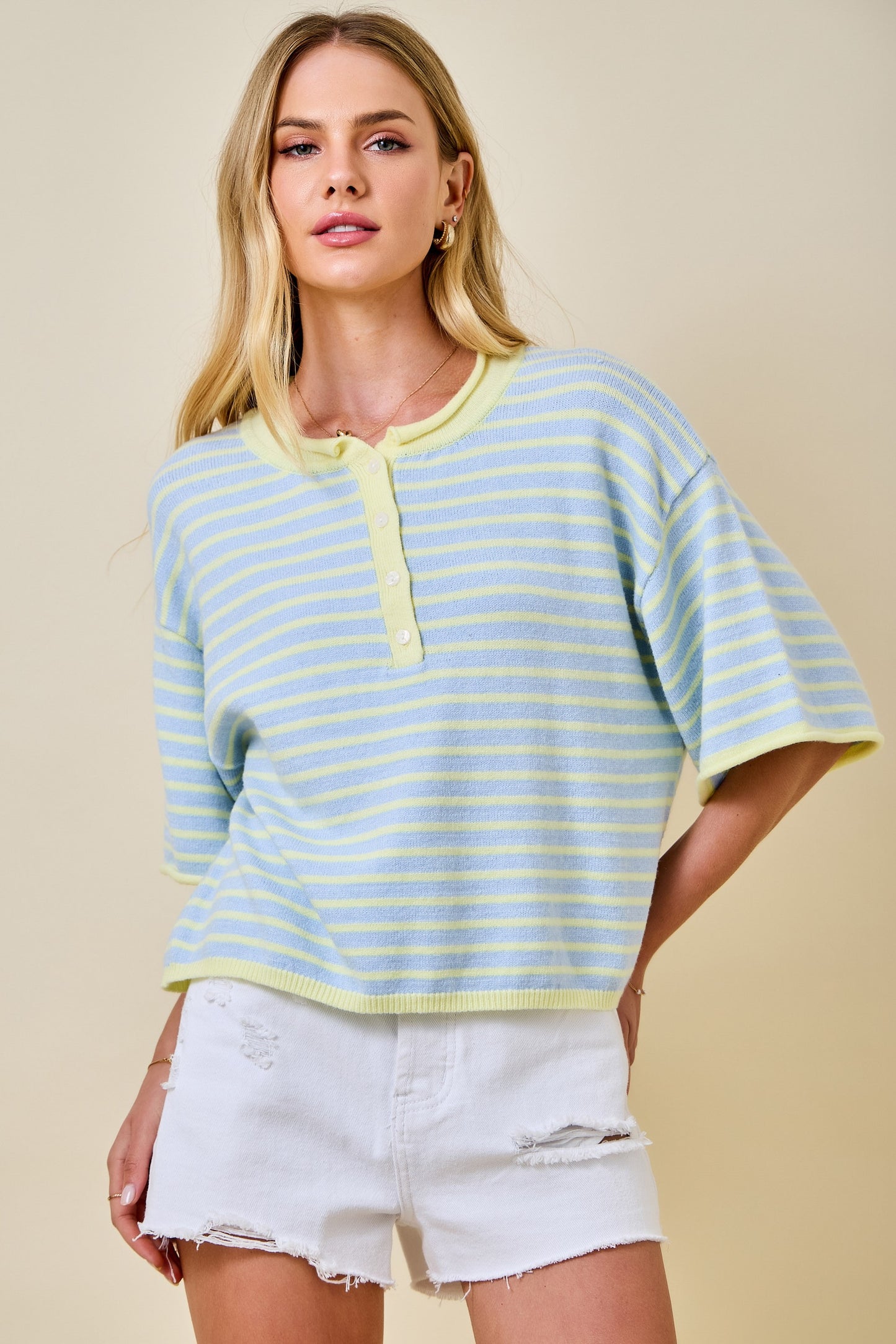 Blue and Yellow Striped Sweater