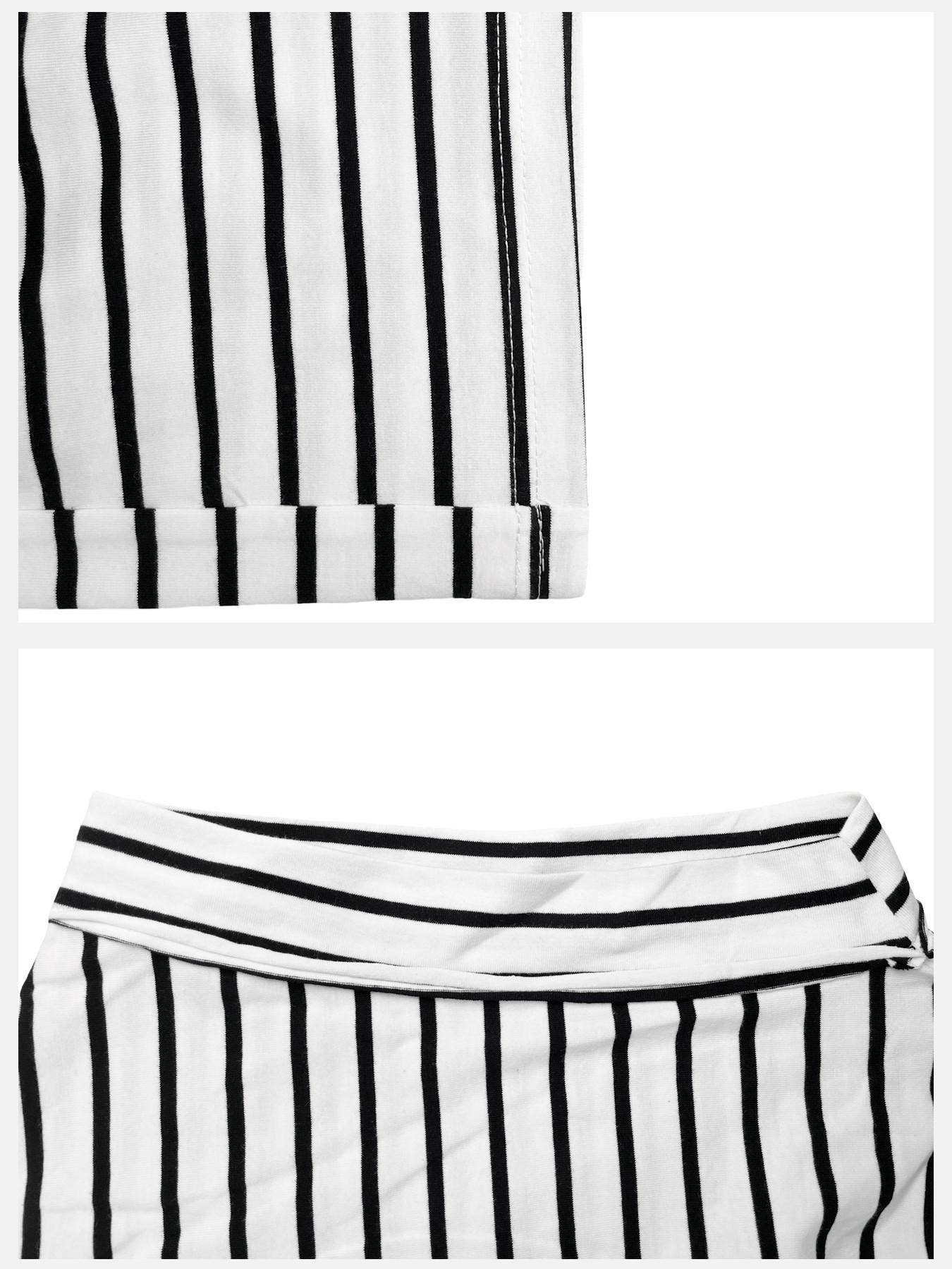 Stripe Wrapped Cutout Back Slouchy Tee Workout Set