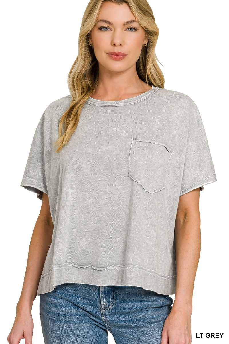 Grey Acid Wash Top