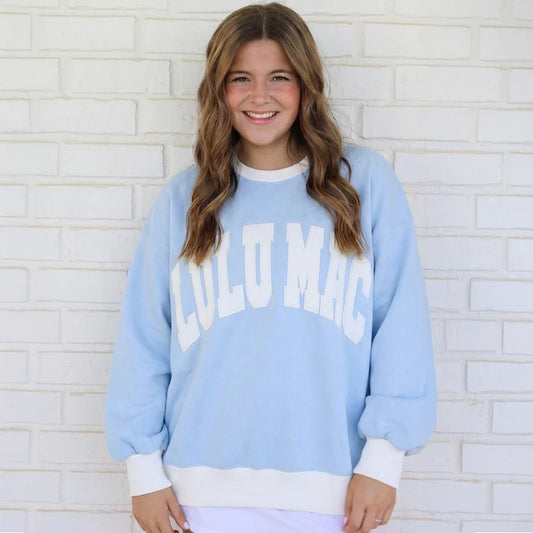 Lulu Mac: Light Blue and White Sweatshirt