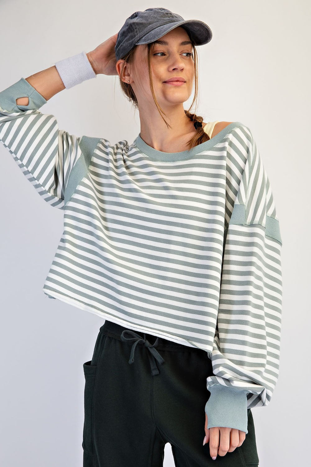 Open Back Mint Stripe Shirt