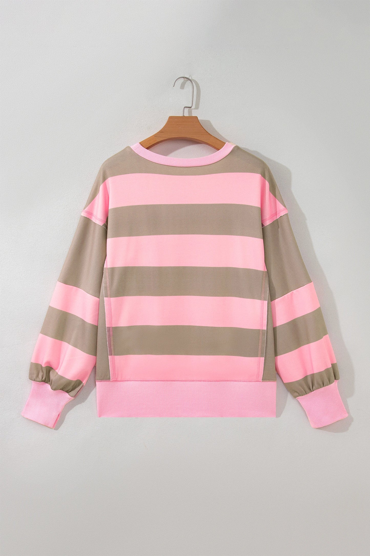Pink and Brown Stripe Sweatshirt
