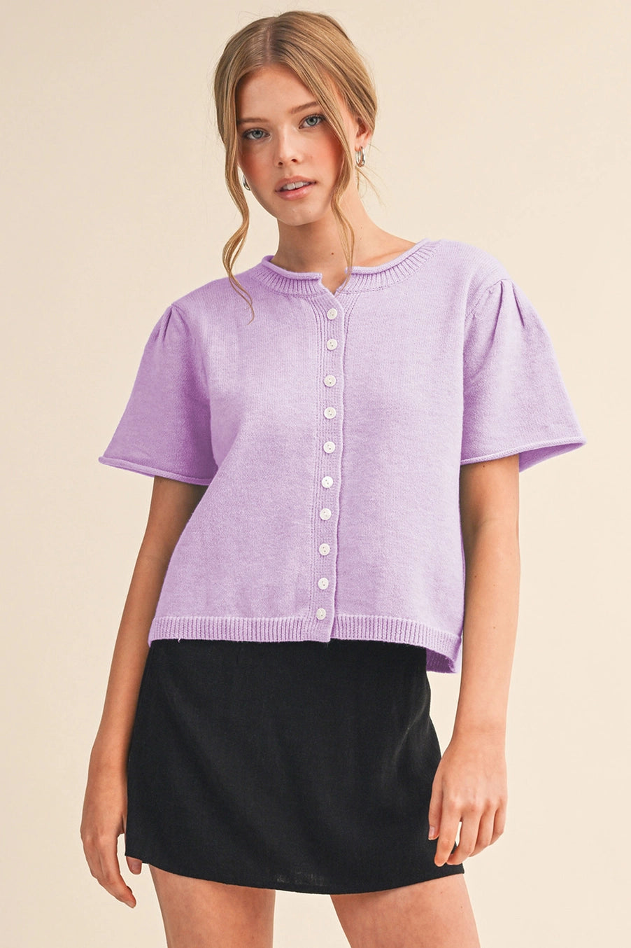 Lavender Short Sleeve Summer Sweater