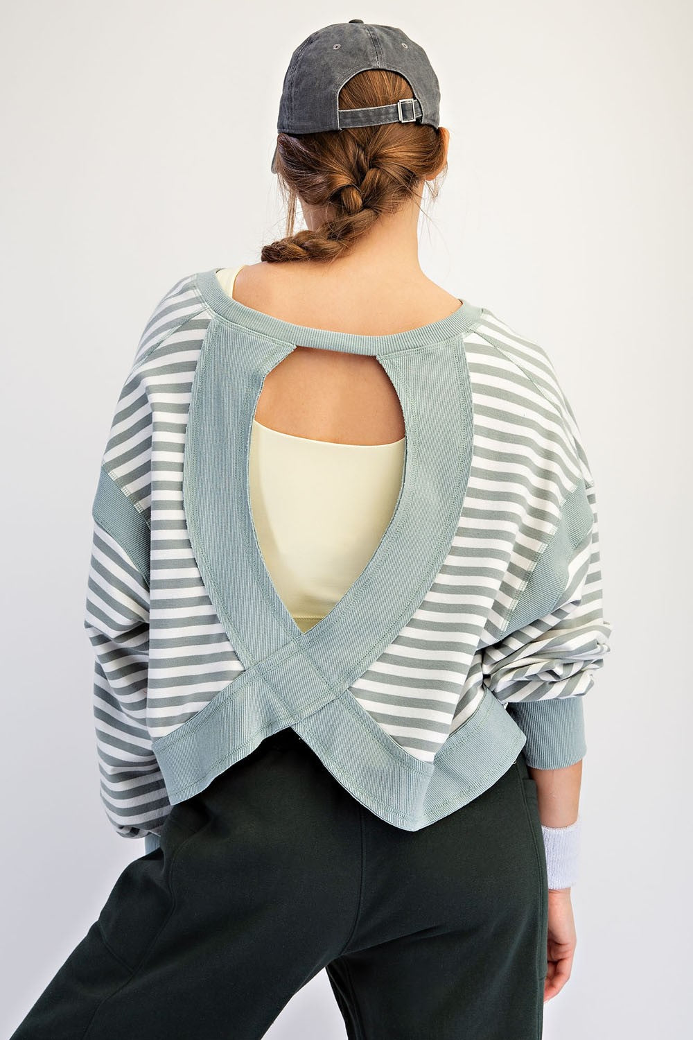 Open Back Mint Stripe Shirt