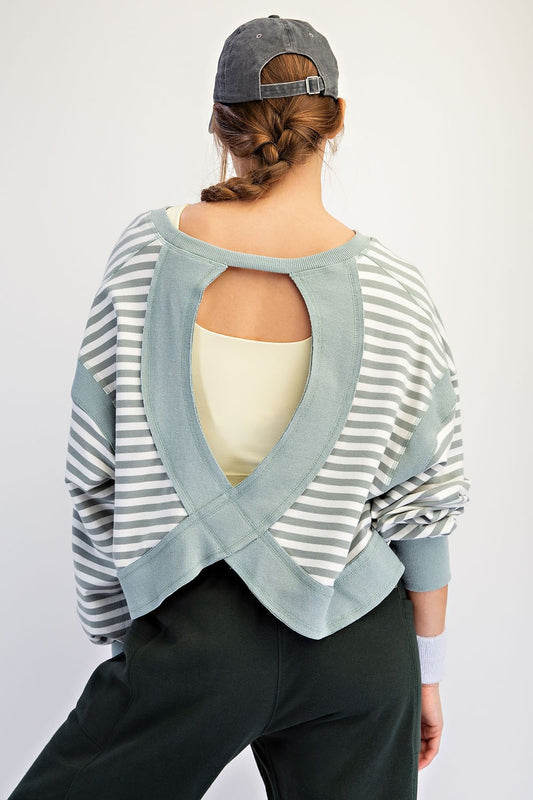 Open Back Mint Stripe Shirt