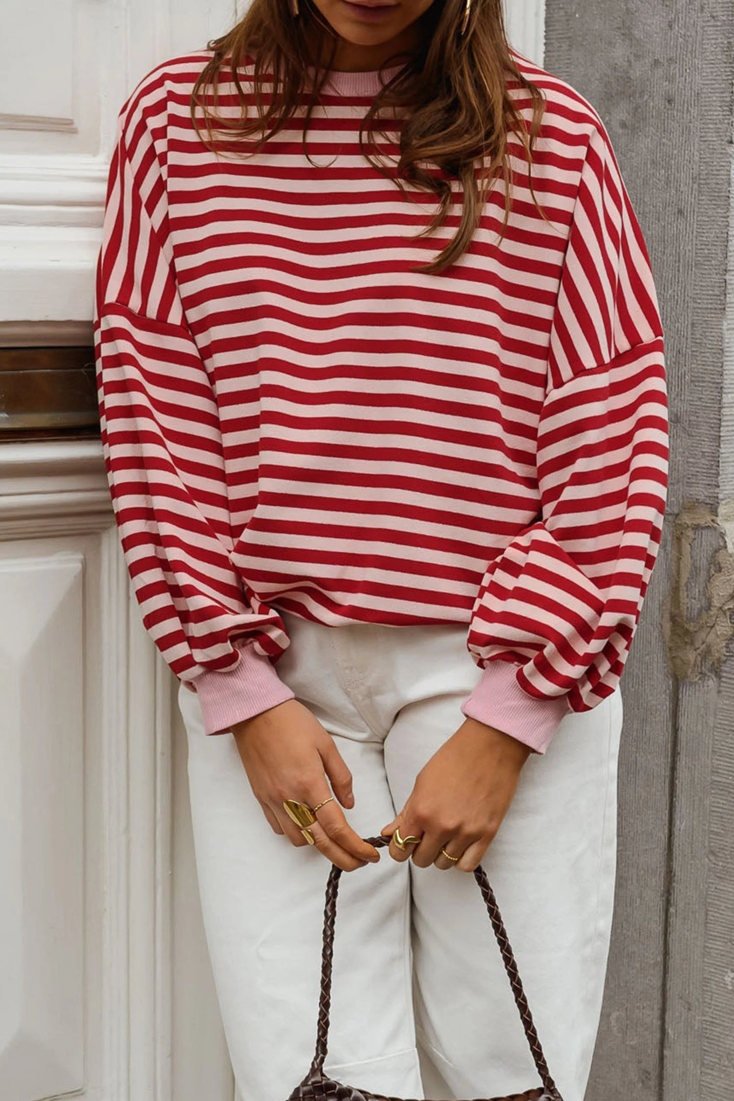 Red Striped Open Back Top