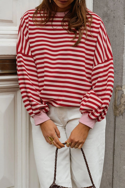 Red Striped Open Back Top