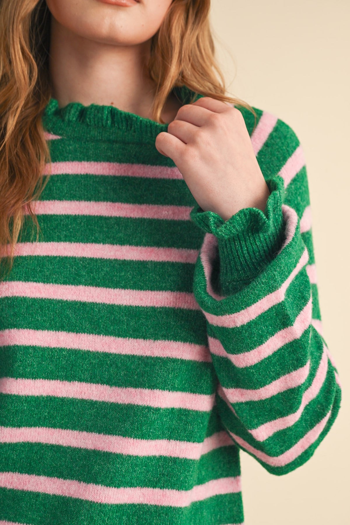Ruffle Striped Sweater