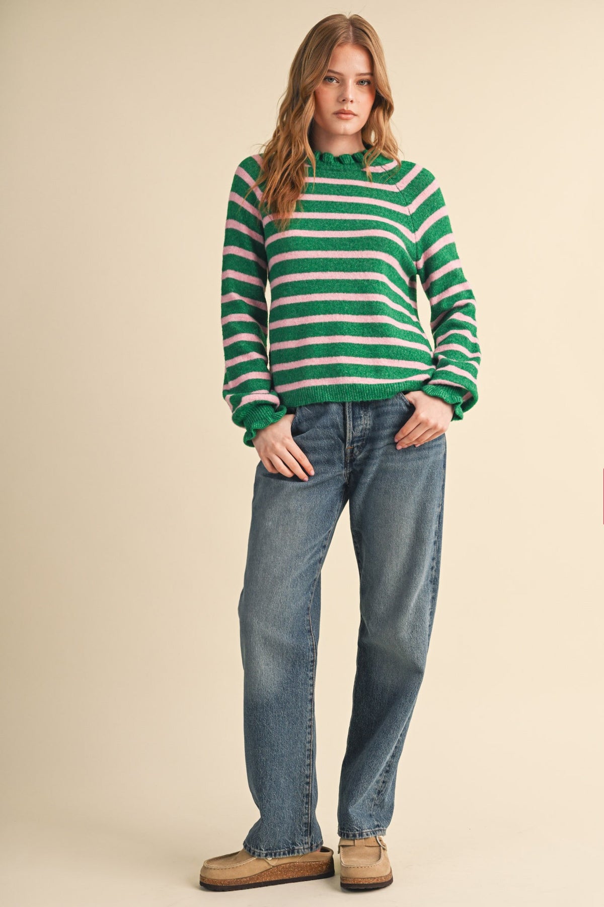 Ruffle Striped Sweater